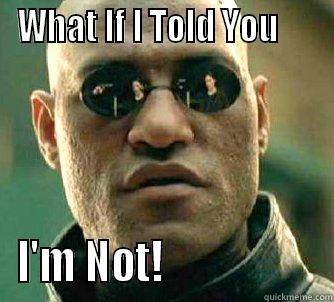 WHAT IF I TOLD YOU      I'M NOT!                   Matrix Morpheus