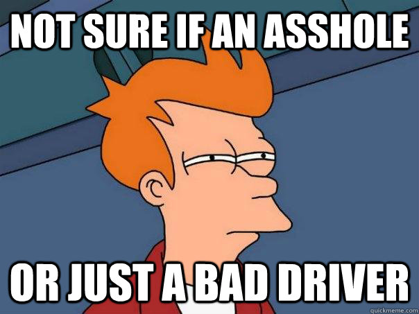 Not sure if an asshole or just a bad driver  Futurama Fry
