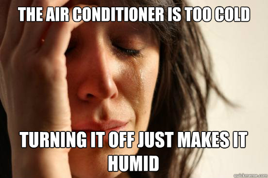 The air conditioner is too cold
 turning it off just makes it humid  First World Problems