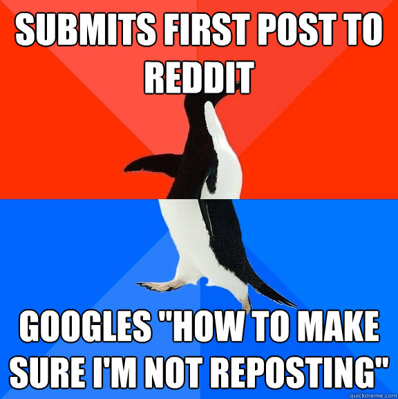 Submits first post to reddit Googles 