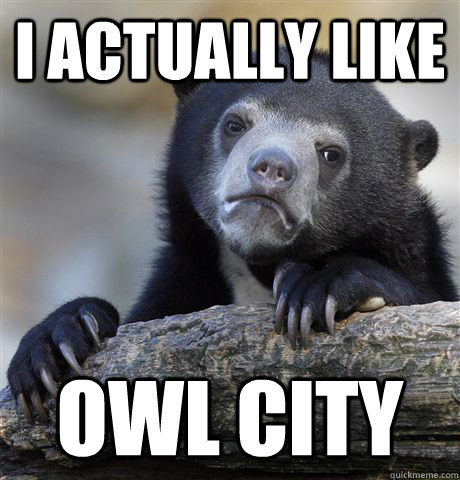 I actually like Owl city  Confession Bear