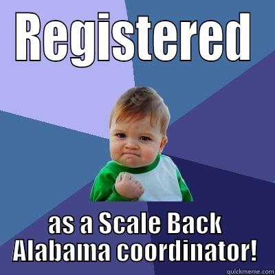 SBA Coordinator - REGISTERED AS A SCALE BACK ALABAMA COORDINATOR! Success Kid