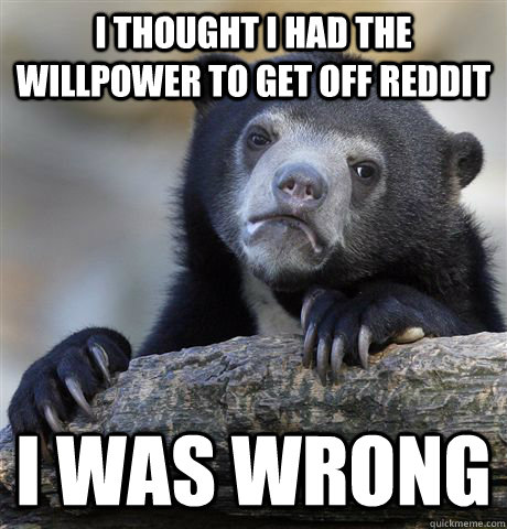 I thought I had the willpower to get off Reddit I was wrong  Confession Bear