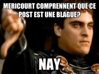 Mericourt comprennent que ce post est une blague? Nay  Downvoting Roman