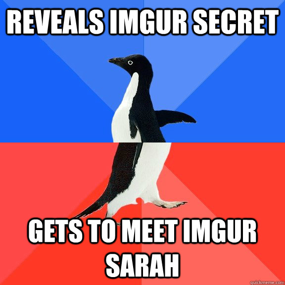 Reveals Imgur Secret Gets to meet Imgur Sarah  Socially Awkward Awesome Penguin