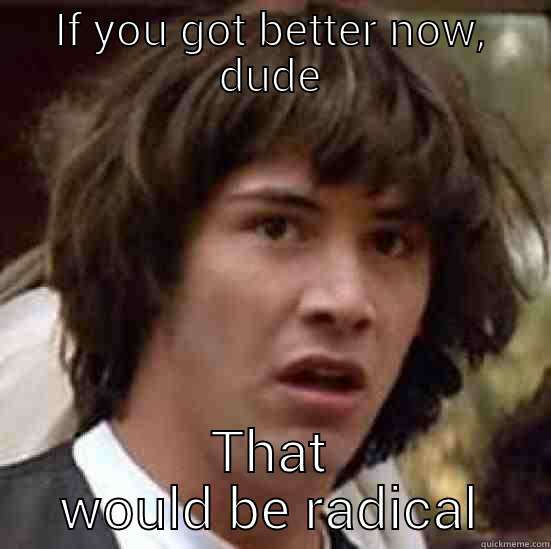 IF YOU GOT BETTER NOW, DUDE THAT WOULD BE RADICAL conspiracy keanu