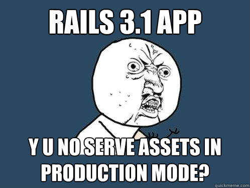 RAILS 3.1 app y u no serve assets in production mode?  Y U No
