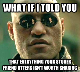 What if I told you that everything your stoner friend utters isn't worth sharing - What if I told you that everything your stoner friend utters isn't worth sharing  Morpeus matrix