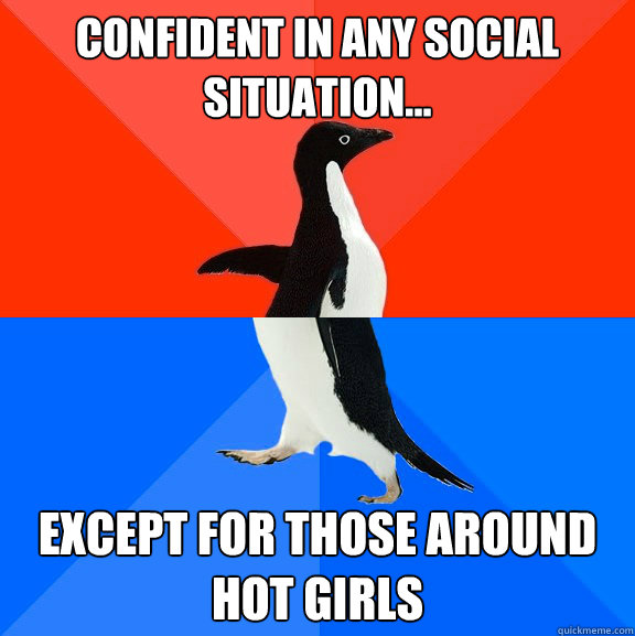 Confident in any social situation... except for those around hot girls  Socially Awesome Awkward Penguin