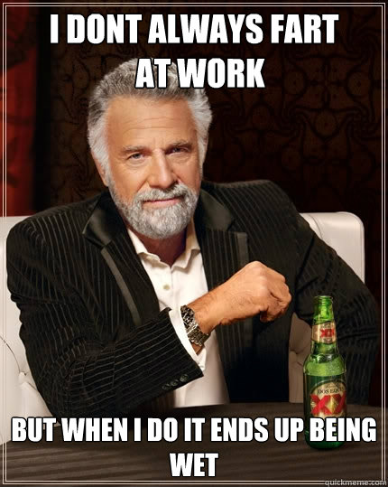 I dont always fart 
  at work But when I do it ends up being wet  The Most Interesting Man In The World