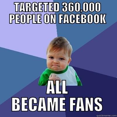 TARGETED 360,000 PEOPLE ON FACEBOOK ALL BECAME FANS Success Kid