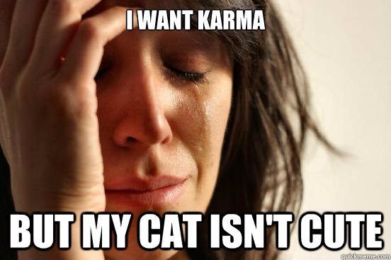 i want karma but my cat isn't cute  First World Problems
