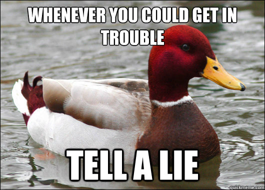 Whenever you could get in trouble
 Tell a lie  Malicious Advice Mallard