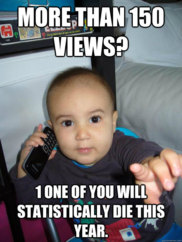 more than 150 views? 1 one of you will statistically die this year.  upside down phone