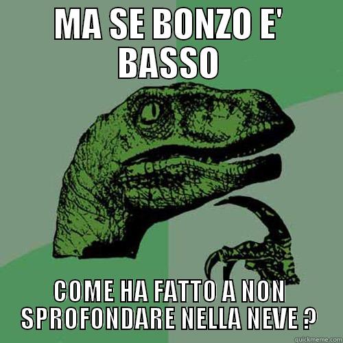 MA SE BONZO E' BASSO COME HA FATTO A NON SPROFONDARE NELLA NEVE ? Philosoraptor