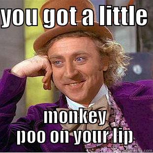 YOU GOT A LITTLE  MONKEY POO ON YOUR LIP Condescending Wonka