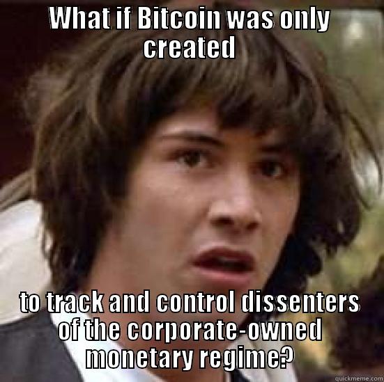 *dons tin foil hat* - WHAT IF BITCOIN WAS ONLY CREATED TO TRACK AND CONTROL DISSENTERS OF THE CORPORATE-OWNED MONETARY REGIME? conspiracy keanu