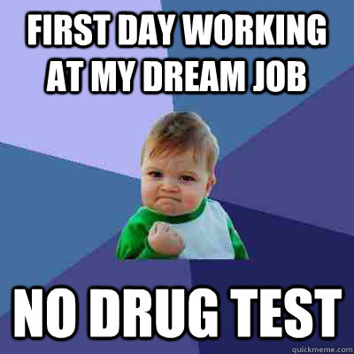 First day working at my dream job No drug test - First day working at my dream job No drug test  Success Kid