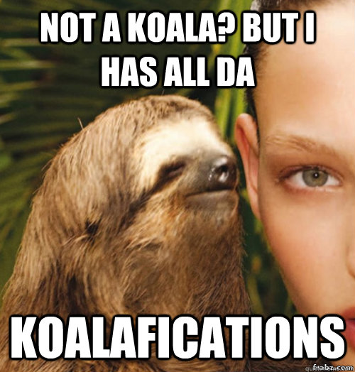 Not a koala? but i has all da koalafications  rape sloth