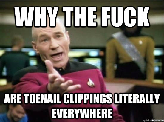 Why the fuck are toenail clippings literally everywhere  Annoyed Picard HD