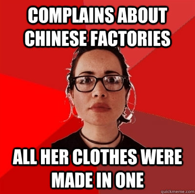 complains about Chinese factories  all her clothes were made in one   Liberal Douche Garofalo