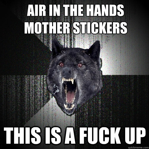 air in the hands mother stickers This is a fuck up  Insanity Wolf