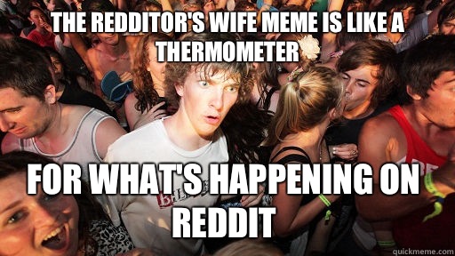 The Redditor's wife meme is like a thermometer For what's happening on reddit  Sudden Clarity Clarence