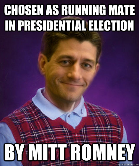 Chosen as running mate in Presidential election by Mitt Romney  