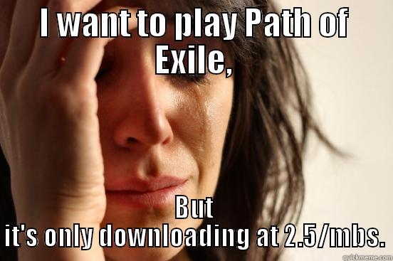 I WANT TO PLAY PATH OF EXILE, BUT IT'S ONLY DOWNLOADING AT 2.5/MBS. First World Problems