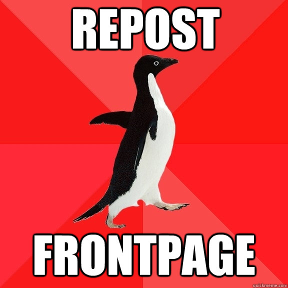 Repost Frontpage - Repost Frontpage  Socially Awesome Penguin