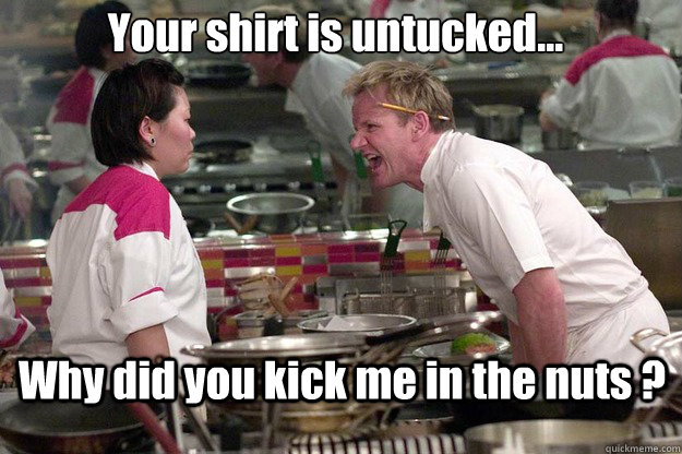 Why did you kick me in the nuts ?  Your shirt is untucked... - Why did you kick me in the nuts ?  Your shirt is untucked...  Misc