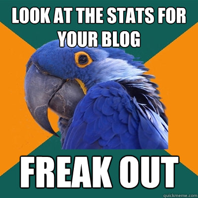 look at the stats for your blog freak out  Paranoid Parrot