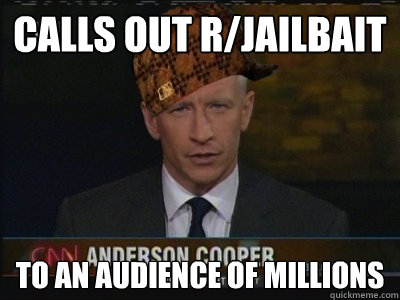 calls out r/jailbait to an audience of millions  