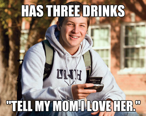 Has three drinks 