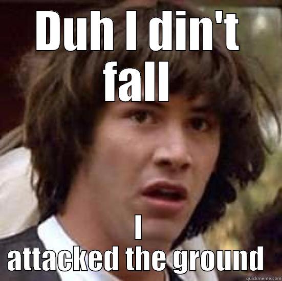 DUH I DIN'T FALL I ATTACKED THE GROUND  conspiracy keanu