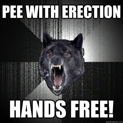 Pee with Erection Hands Free!  Insanity Wolf