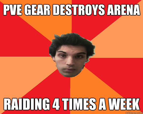PVE GEAR destroys arena raiding 4 times a week - PVE GEAR destroys arena raiding 4 times a week  Idiot WoW player
