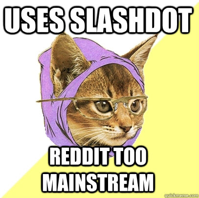 Uses slashdot Reddit too mainstream  Hipster Kitty