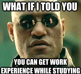 what if i told you you can get work experience while studying  Matrix Morpheus