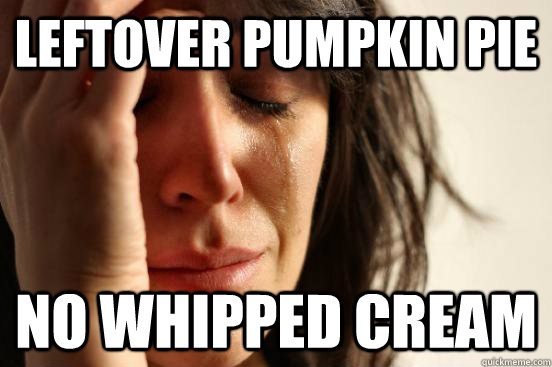 Leftover Pumpkin Pie No Whipped Cream - First World Problems - quickmeme.