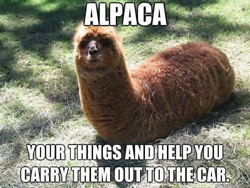 Alpaca your things and help you carry them out to the car.  Alpacapillar
