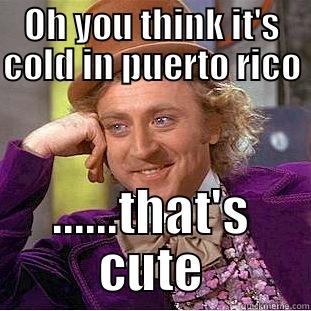 OH YOU THINK IT'S COLD IN PUERTO RICO ......THAT'S CUTE Condescending Wonka