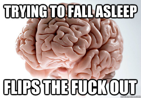 TRYING TO FALL ASLEEP FLIPS THE FUCK OUT   Scumbag Brain