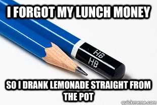 i forgot my lunch money so i drank lemonade straight from the pot  