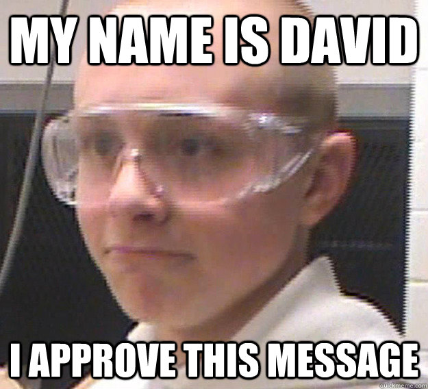 My Name is david i approve this message  Derp David