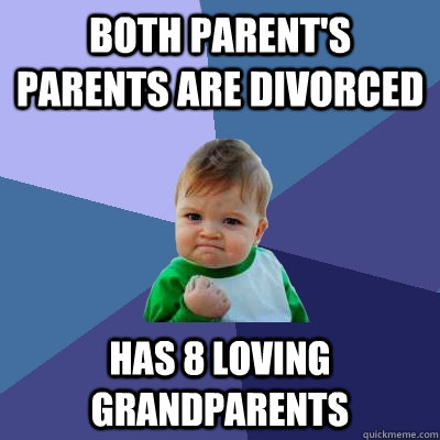 Both Parent's parents are divorced has 8 loving grandparents  Success Kid