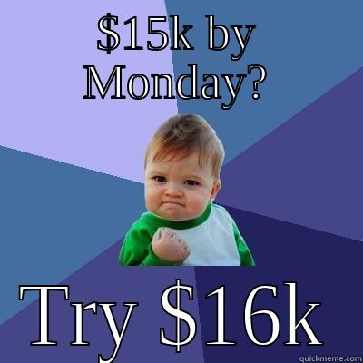 $15K BY MONDAY? TRY $16K Success Kid
