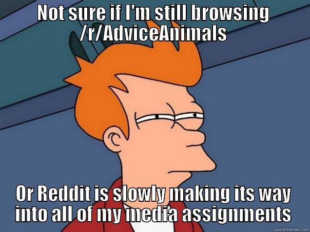NOT SURE IF I'M STILL BROWSING /R/ADVICEANIMALS OR REDDIT IS SLOWLY MAKING ITS WAY INTO ALL OF MY MEDIA ASSIGNMENTS Futurama Fry