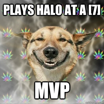 Plays Halo at a [7] MVP  Stoner Dog