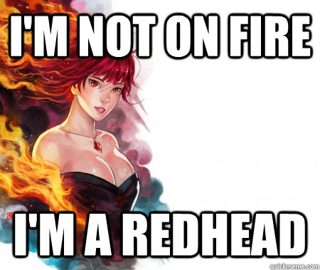 i'm not on fire i'm a redhead  